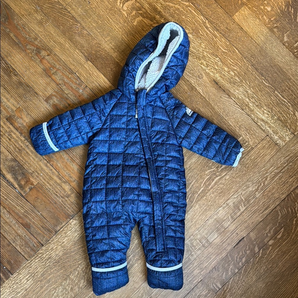 Cozy Blue Quilted Kids One Piece Snow Suit